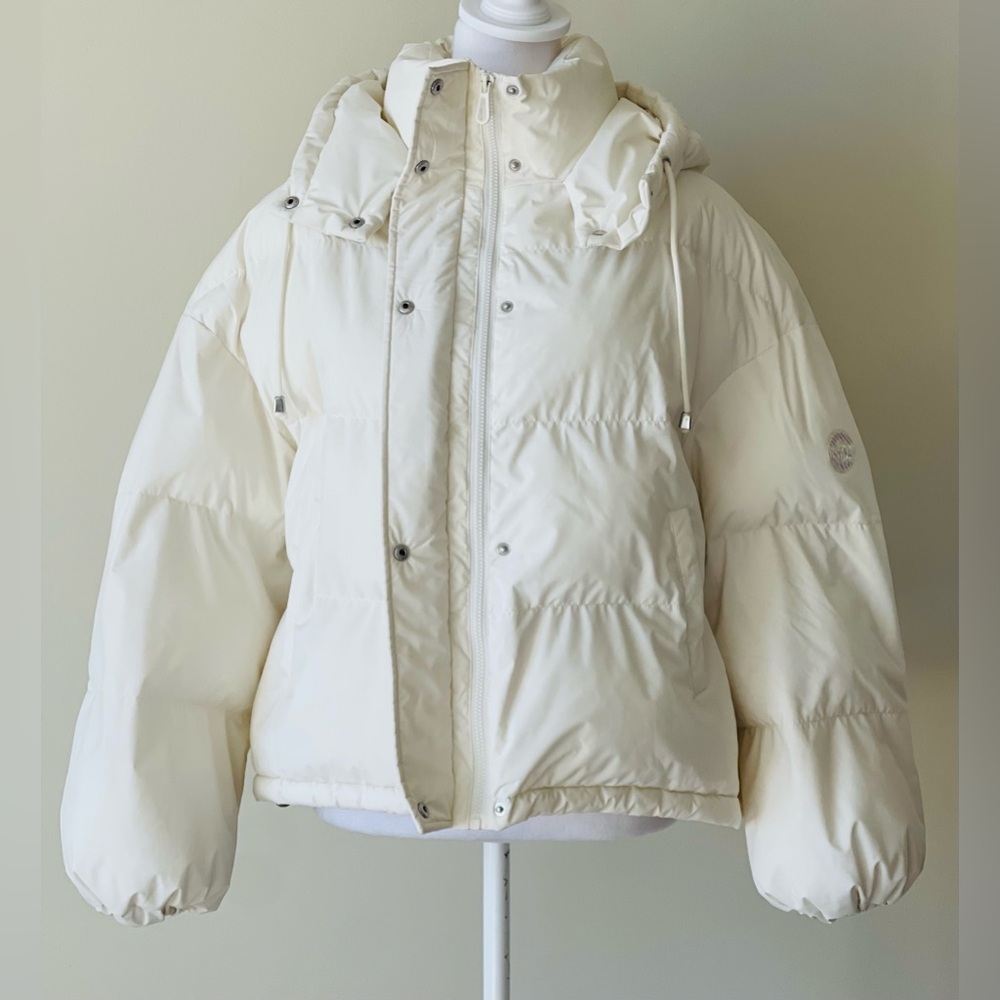 Shein Women's Solid Color Long Sleeve Zipper Collar Casual Hooded puffer Jacket - Picture 8 of 11